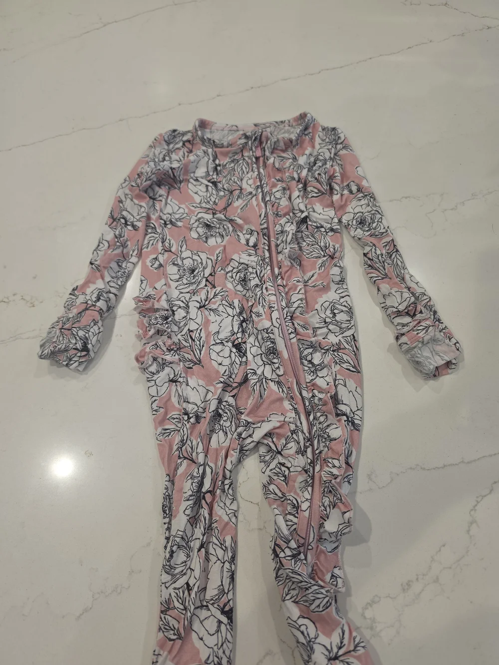 Pink Floral Zip-Front Pajamas